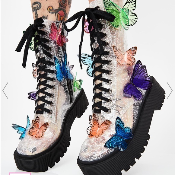 Dolls Kill Shoes - Dolls kill terrarium butterfly boots